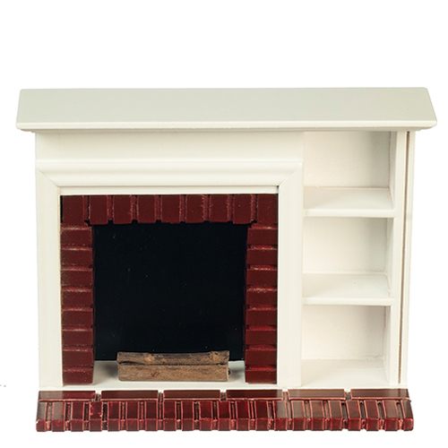 Fireplace with Shelves, White